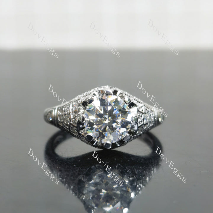 (size 8.5) Doveggs sterling silver 2ct round moissanite engagement ring