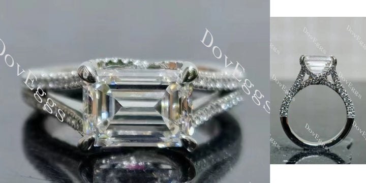 Amanda's Endless Fire Emerald Split Shanks Lab Grown Diamond Engagement Ring