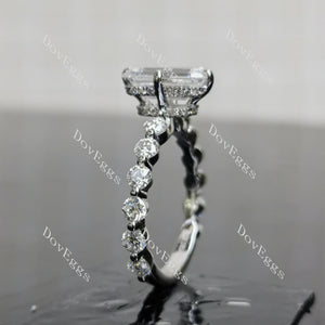 (size 6.5) Doveggs sterling silver 3ct elongated emerald moissanite engagement ring