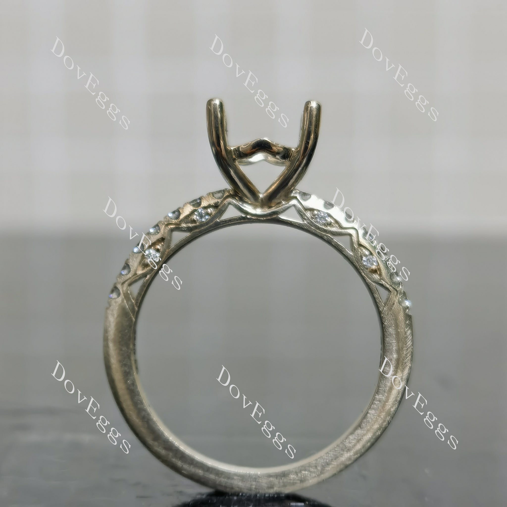 Doveggs half eternity pave engagement ring semi-mount only(Exclusively to DovEggs Stones)