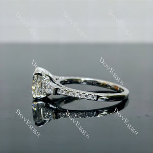 Doveggs Cushion Pave Half Eternity Lab Grown Diamond Engagement Ring