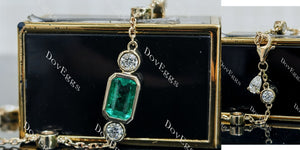 Doveggs elongated emerald colored gem/moissanite bracelet