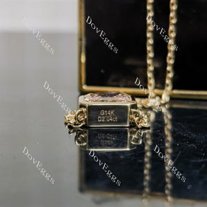 Doveggs Radiant Bezel Fancy Intense Pink Lab Grown Diamond Pendant Necklace (with 19' length chain)