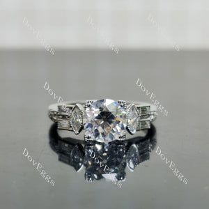 Doveggs round vintage delicate side stones moissanite engagement ring