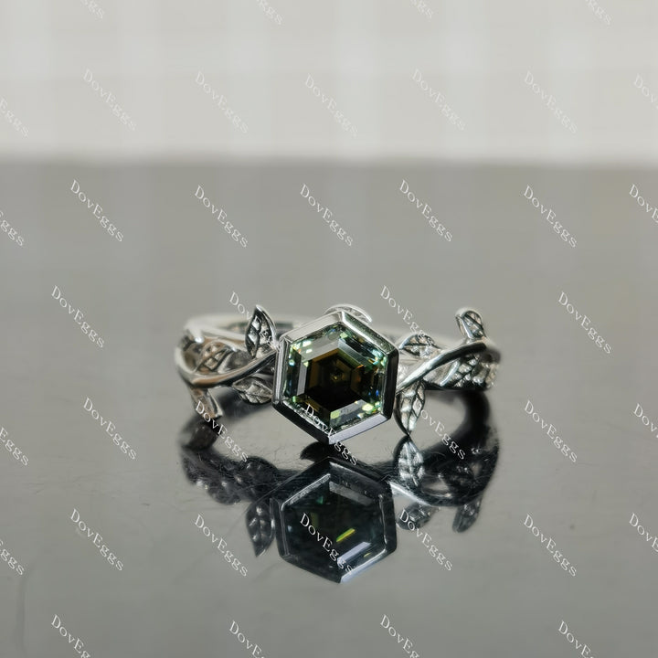 (size 6.5)Doveggs 1ct octagon peacock blue moissanite engagement SS ring