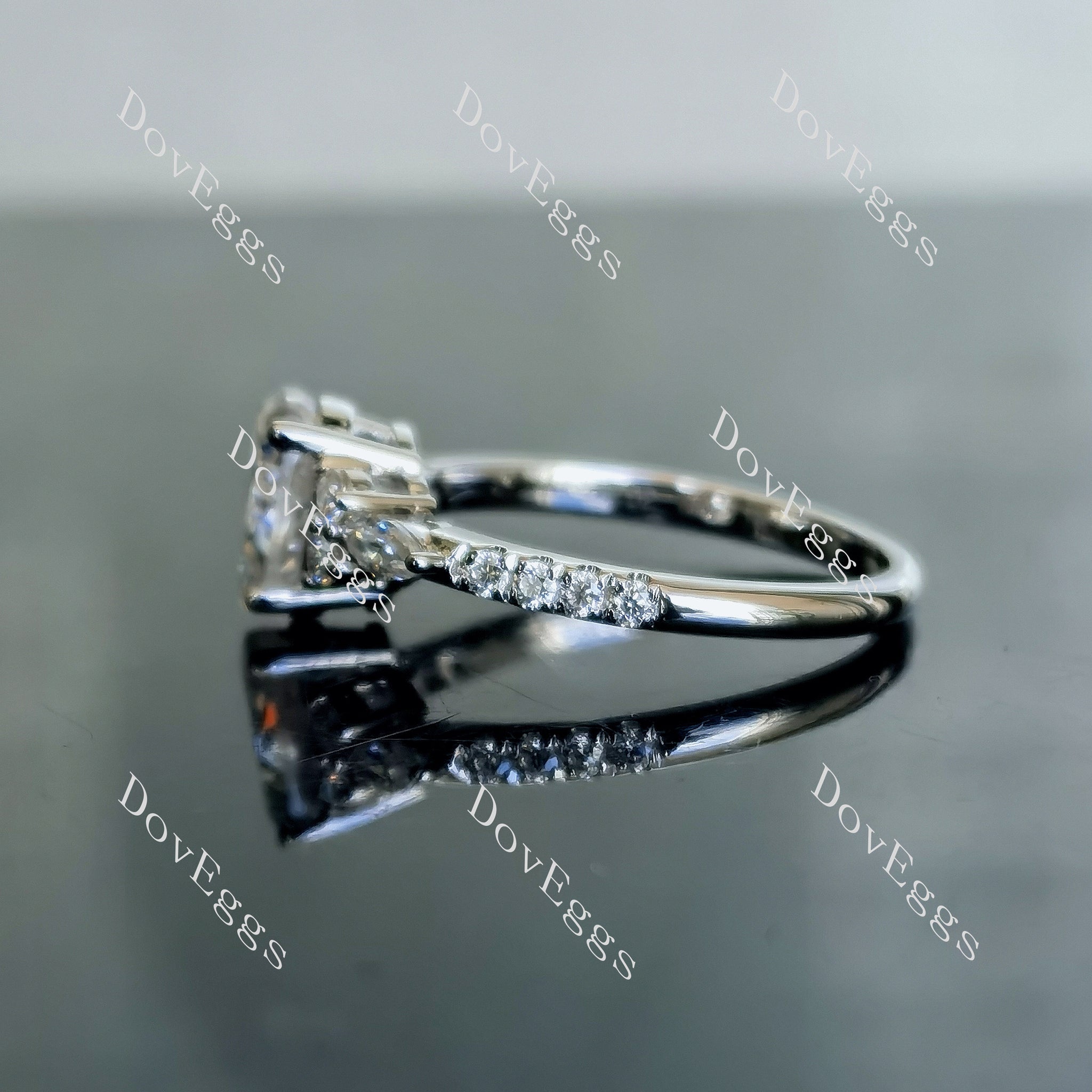 Doveggs pear pave moissanite engagement ring