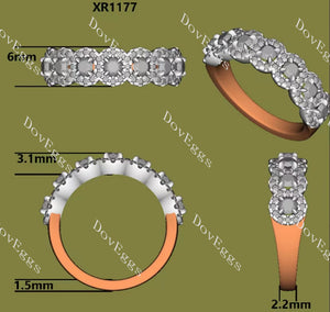 Doveggs half eternity pave round moissanite/lab grown diamond wedding band-2.2mm band width