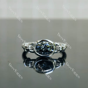 Doveggs oval bezel solitaire stardust grey moissanite engagement ring