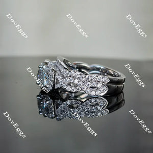 Doveggs three-stone halo pave engagement ring only semi-mount only(Exclusively to DovEggs Stones)
