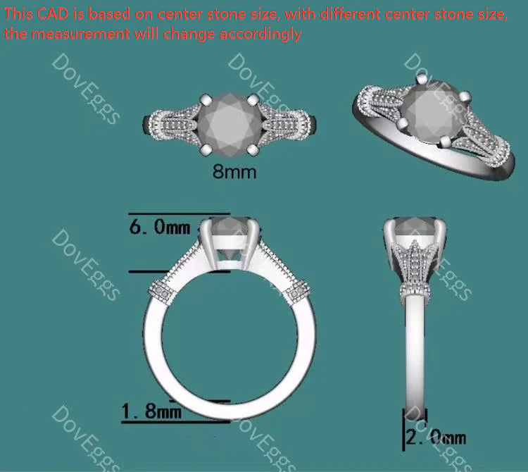 Doveggs art deco pave engagement ring only semi-mount only(Exclusively to DovEggs Stones)