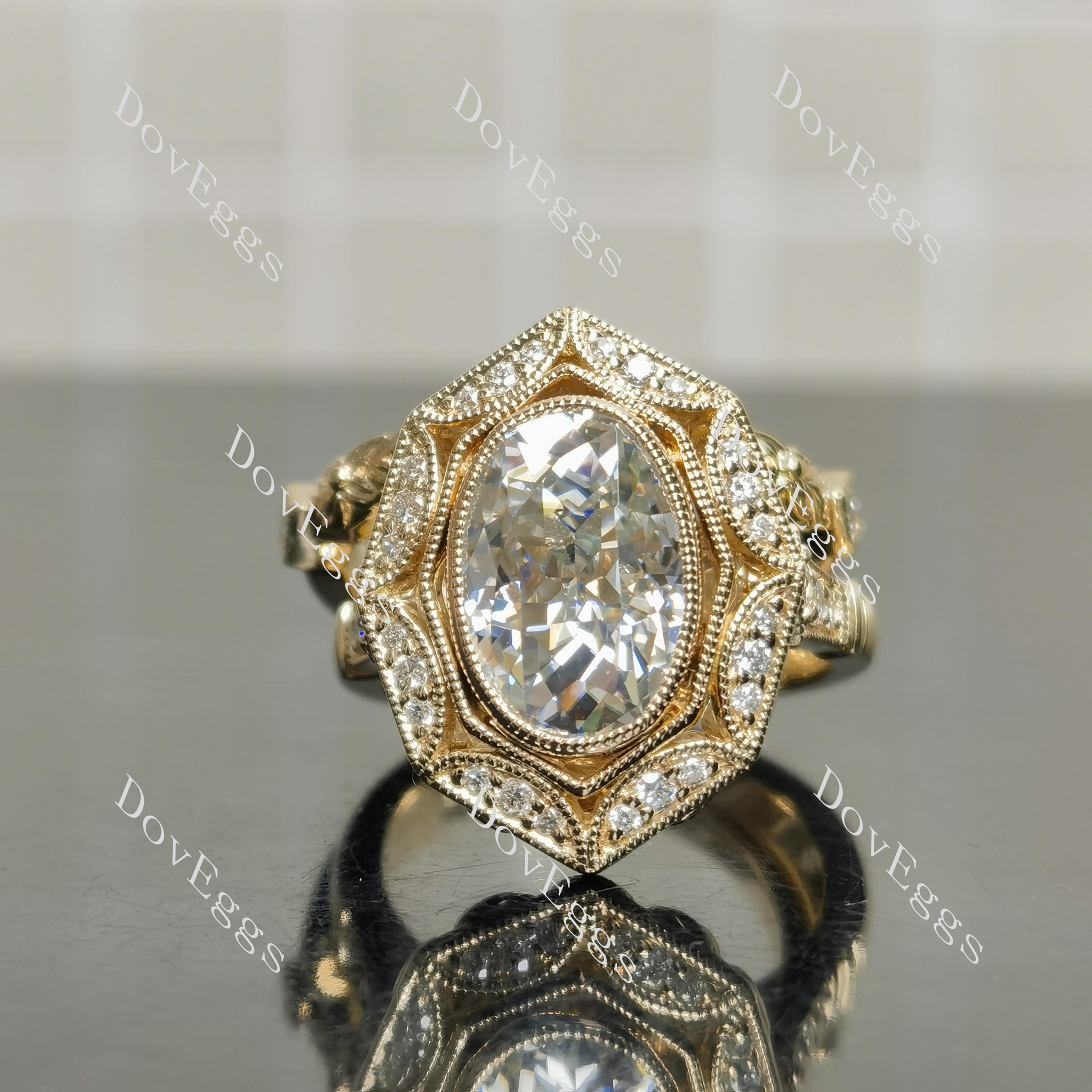 DovEggs halo vintage engagement ring semi-mount only(Exclusively to DovEggs Stones)