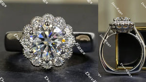 DovEggs flower shape halo engagement ring semi-mount only(Exclusively to DovEggs Stones)