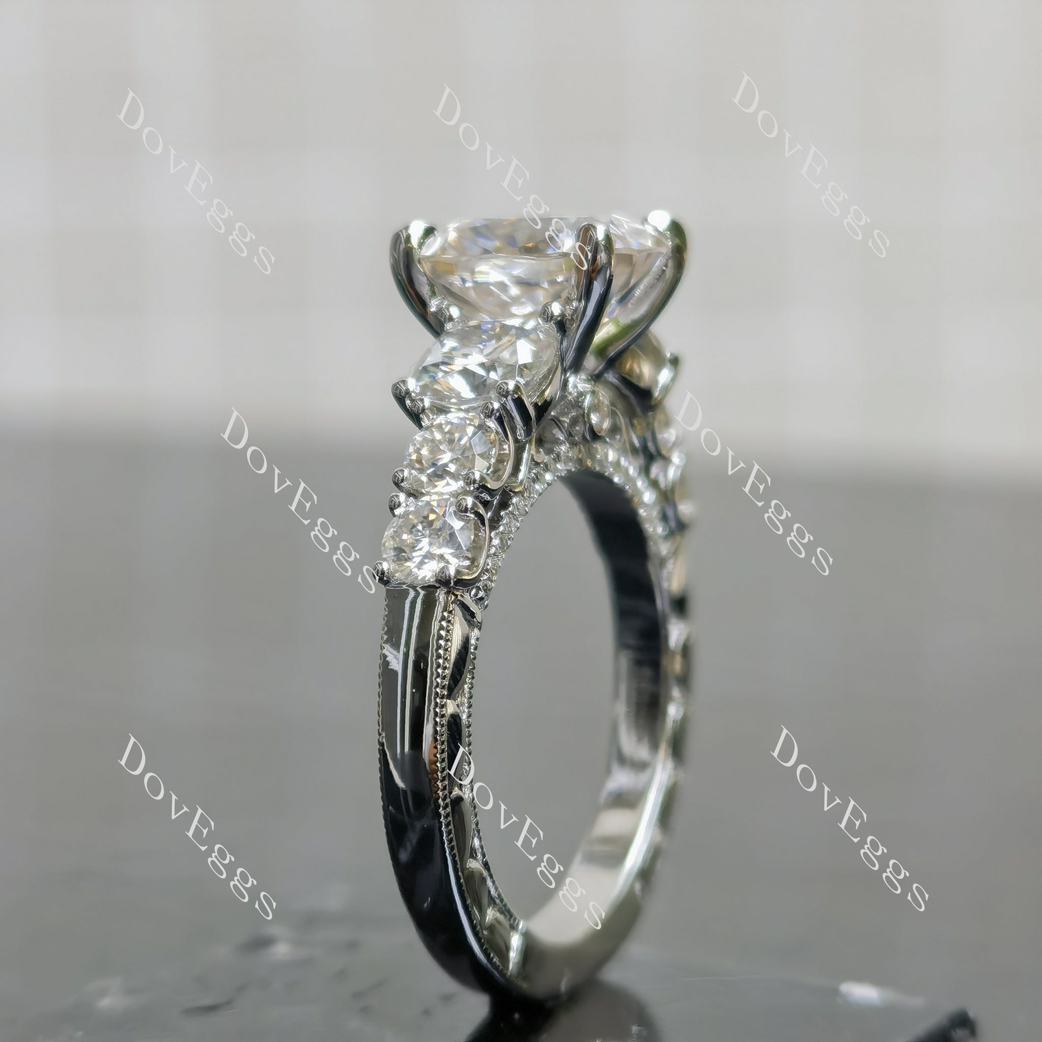 (size 7.25) Doveggs sterling silver 3ct cushion moissanite bridal set(2 rings)