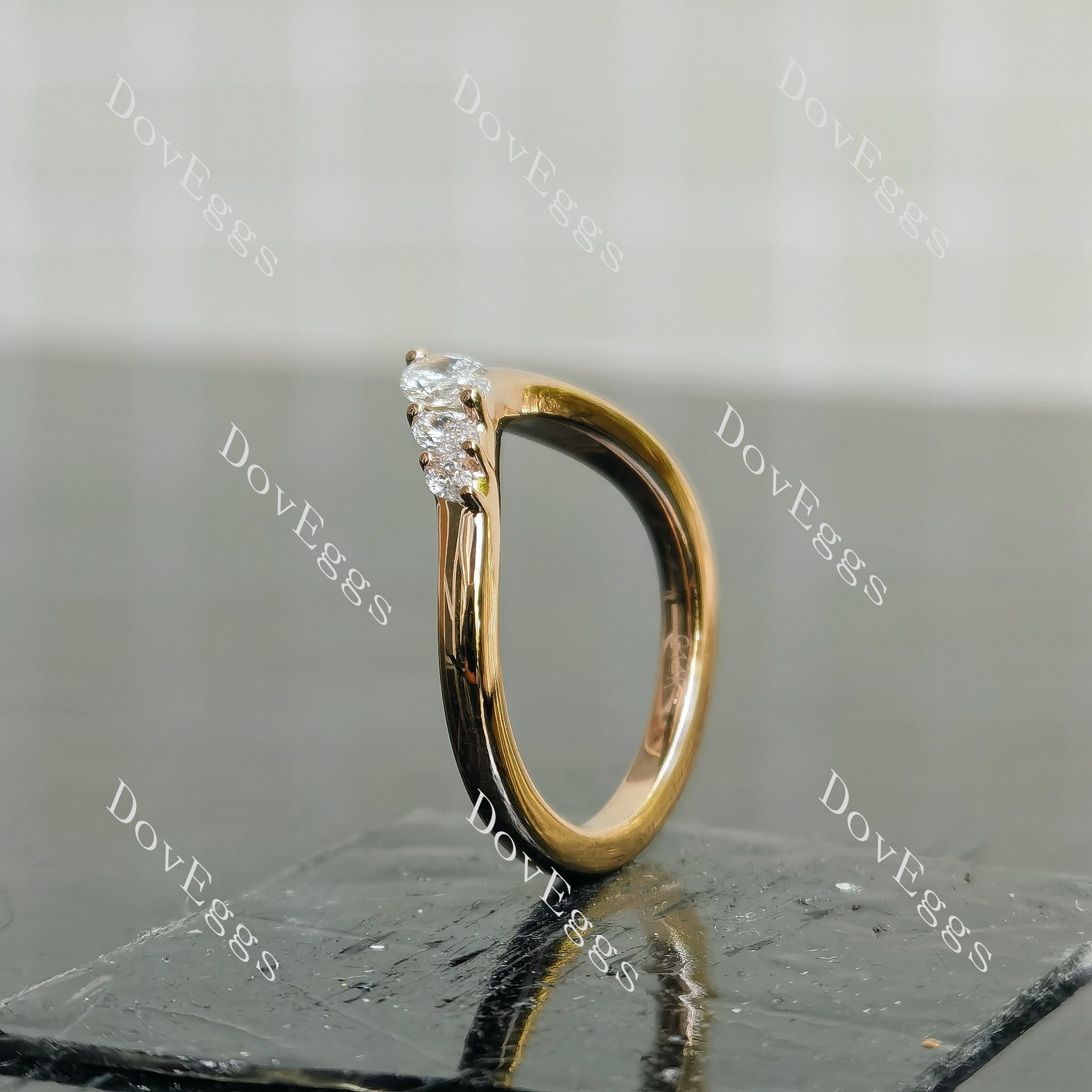 Doveggs marquise pave moissanite/lab grown diamond wedding band-1.8mm band width