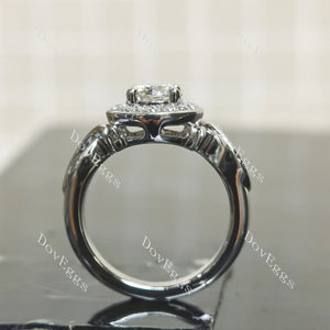 (size 6/7) Doveggs sterling silver pave oval/round moissanite ring