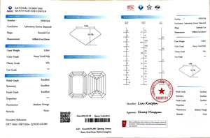 NGIC document for 2.55ct emerald cut fancy vivid pink VS1 lab diamond