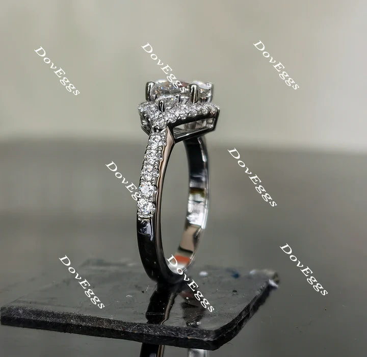 The Anna round half eternity pave halo engagement ring only semi-mount only(Exclusively to DovEggs Stones)