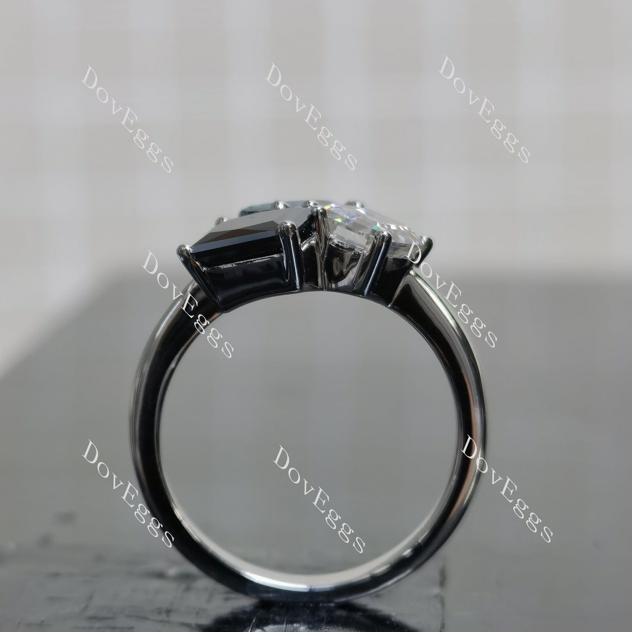 (size 7.5) Doveggs sterling silver pear asscher radiant moissanite engagement ring