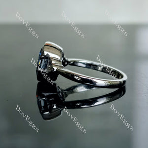 Doveggs oval side stones twilight blue moissanite engagement ring