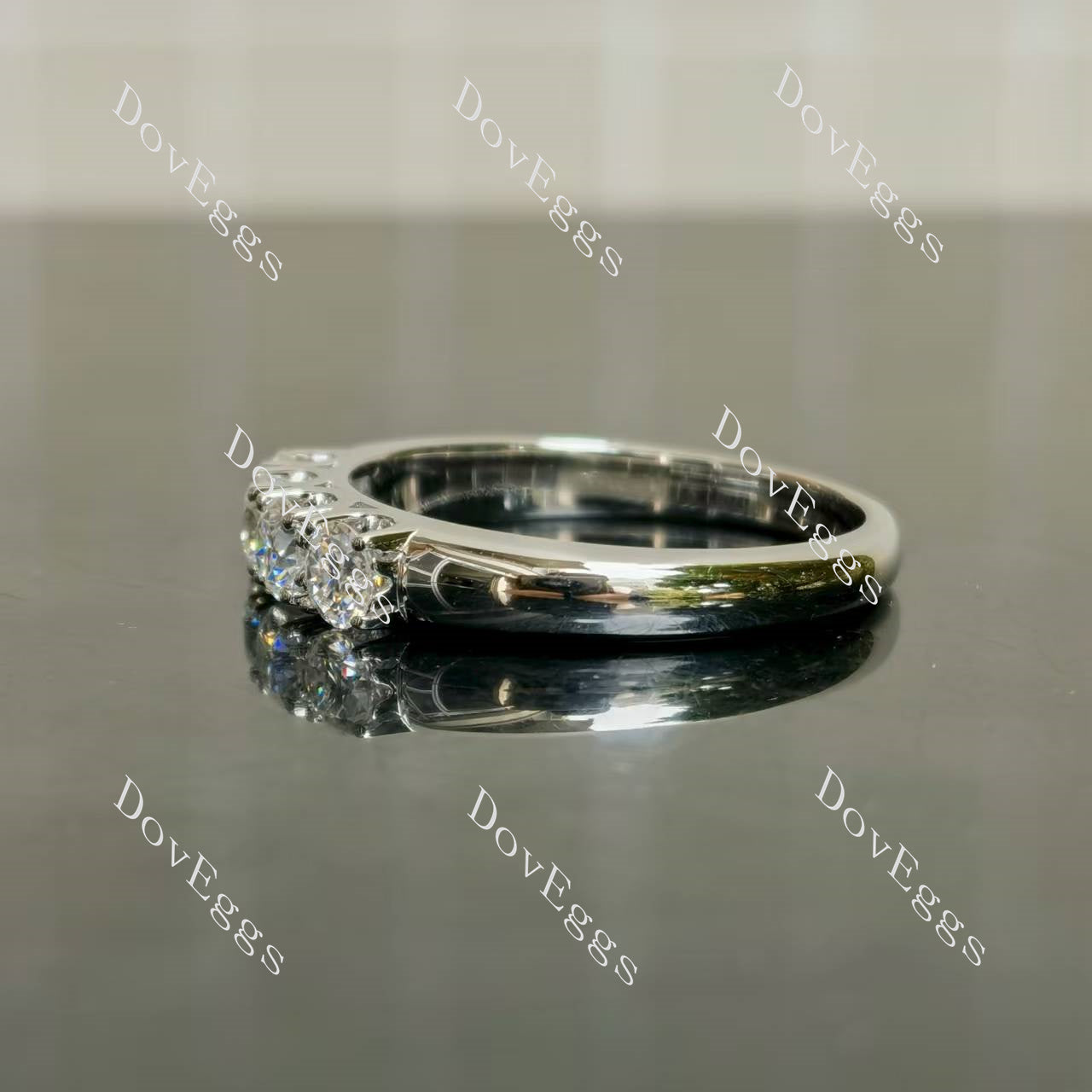 (size 10.5) Doveggs sterling silver 2ct round nova cut moissanite bridal set(2 rings)