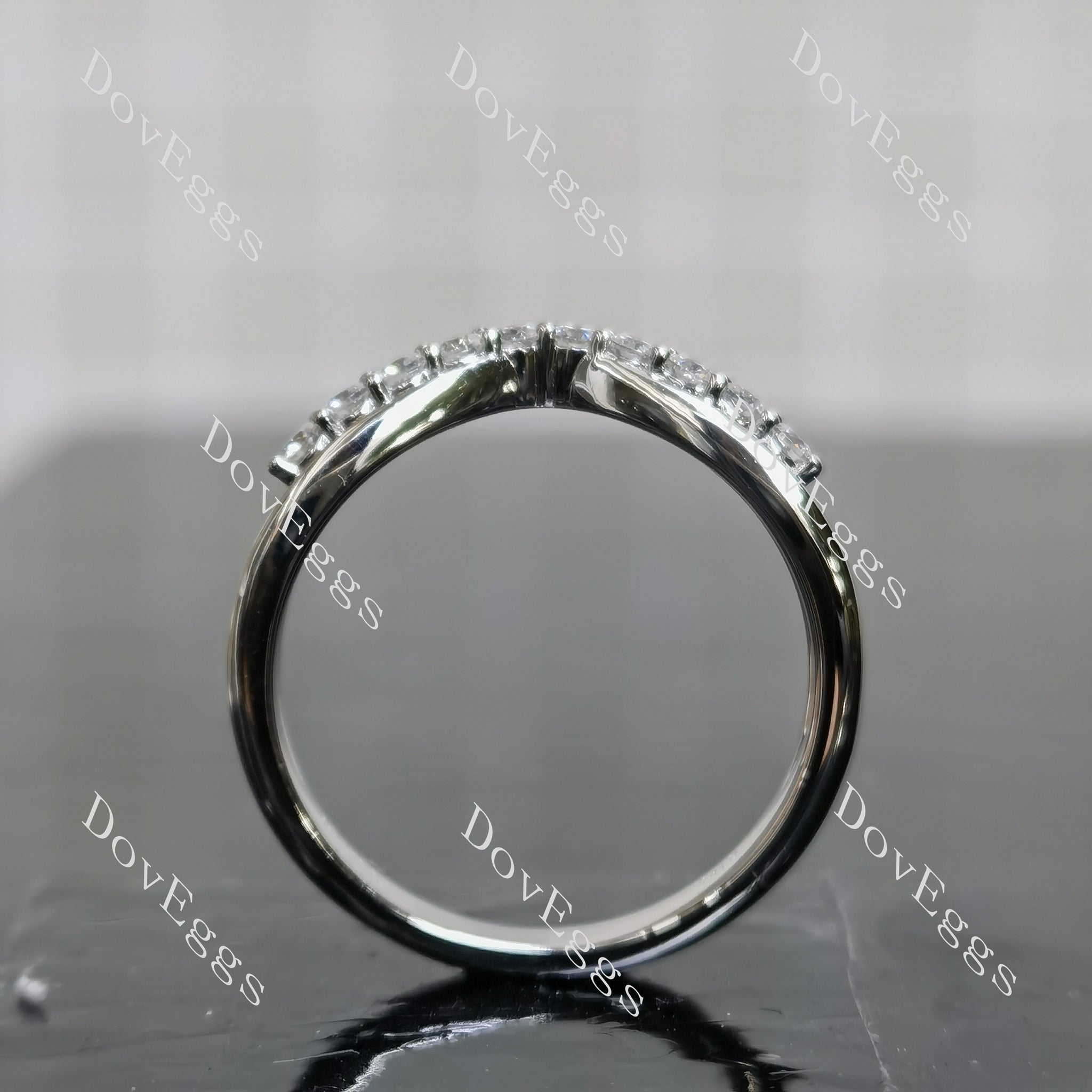 Doveggs round pave moissanite/lab grown diamond wedding band-3.0mm band width