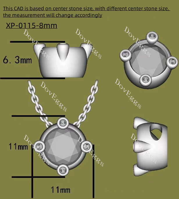 Doveggs round bezel moissanite pandant necklace (pandant only)