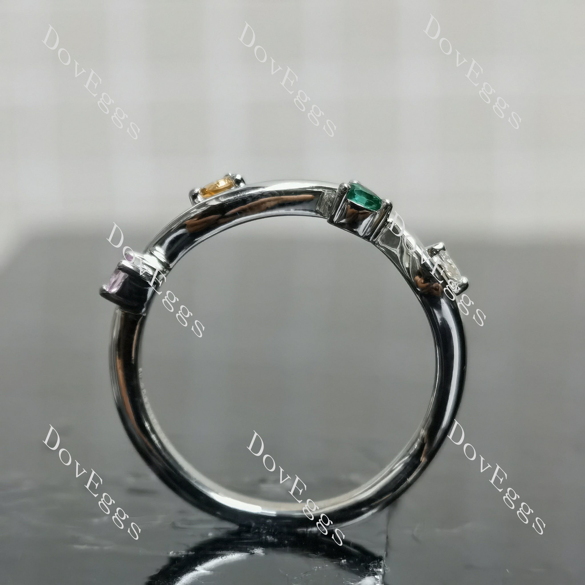 (size 9)Doveggs sterling silver 1.5ct Pear moissanite engagement ring set