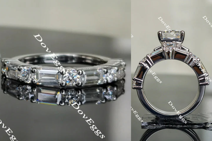 Doveggs round emerald half eternity moissanite/lab grown diamond wedding band (wedding band only)-1.8mm band width - DovEggs-Seattle