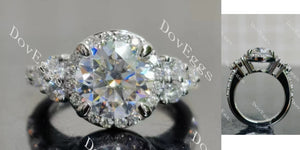 round halo side stones moissanite engagement ring