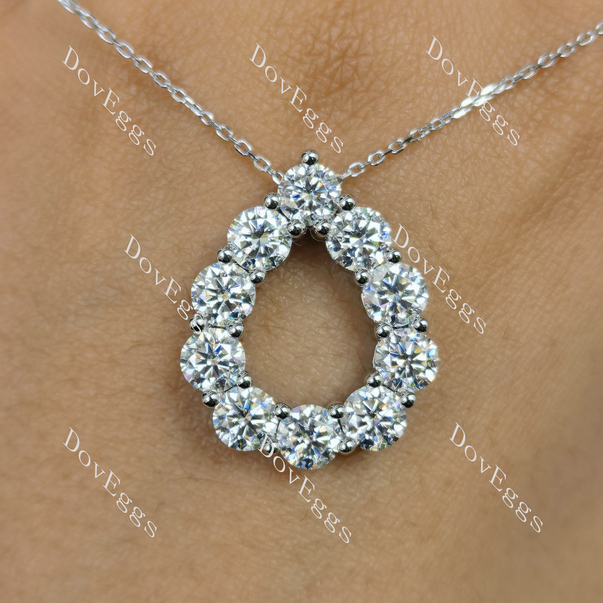 Doveggs round moissanite water drop shape pendant necklace(pendant only)