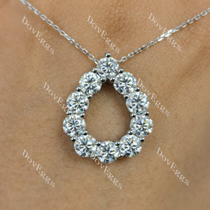 Doveggs round moissanite/lab grown diamond water drop shape pendant necklace(pendant only)