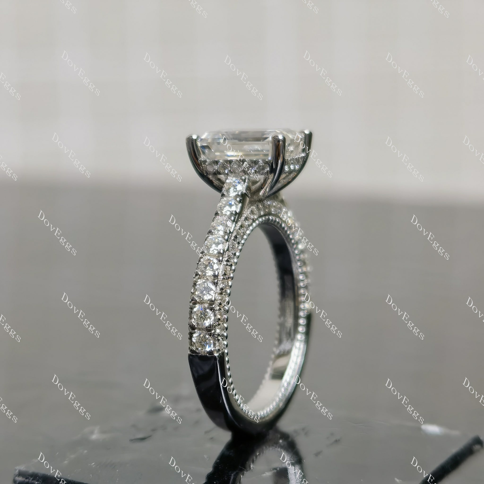 (size 6.5) Doveggs 3ct radiant moissanite sterling silver engagement ring