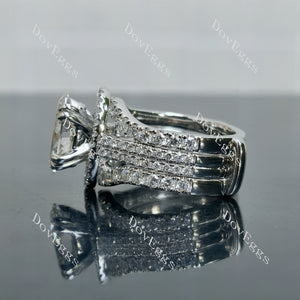 Doveggs Oval Pave Halo Half Eternity Lab Grown Diamond Bridal Set (2 rings)