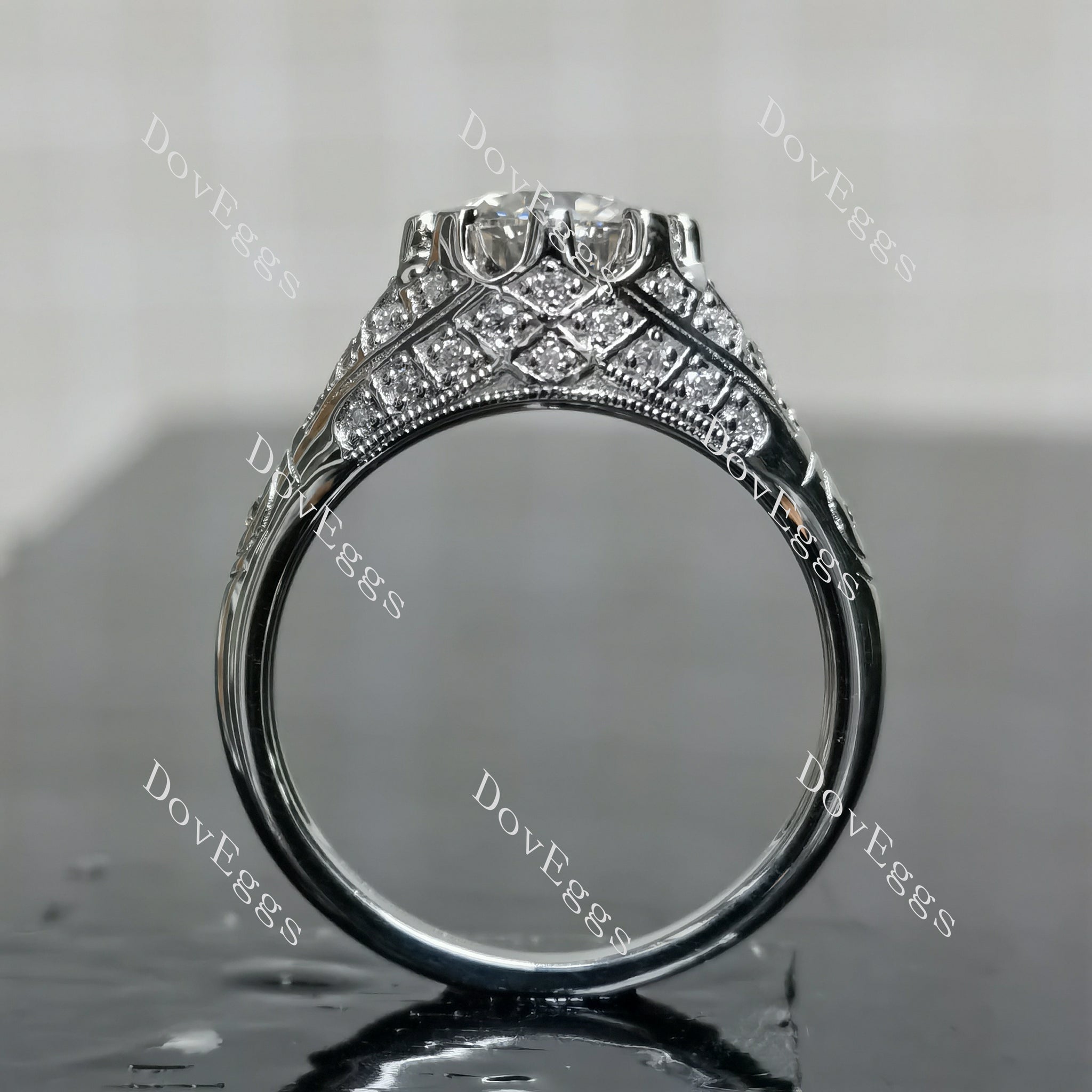(size 8.5) Doveggs sterling silver 2ct round moissanite engagement ring