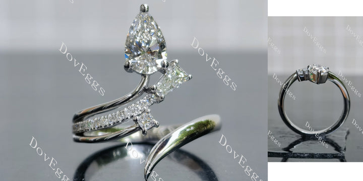 Doveggs Pear Pave Open Ring Lab Grown Diamond Engagement Ring