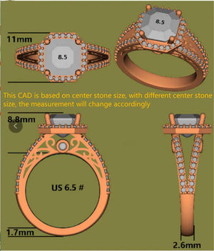 DovEggs split shank halo pave engagement ring only semi-mount only(Exclusively to DovEggs Stones)