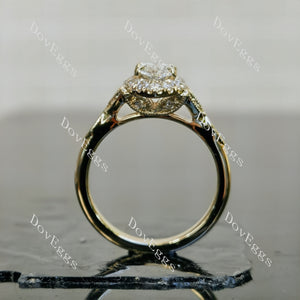 Doveggs Marquise Halo Side Stones Art Deco Lab Grown Diamond Engagement Ring