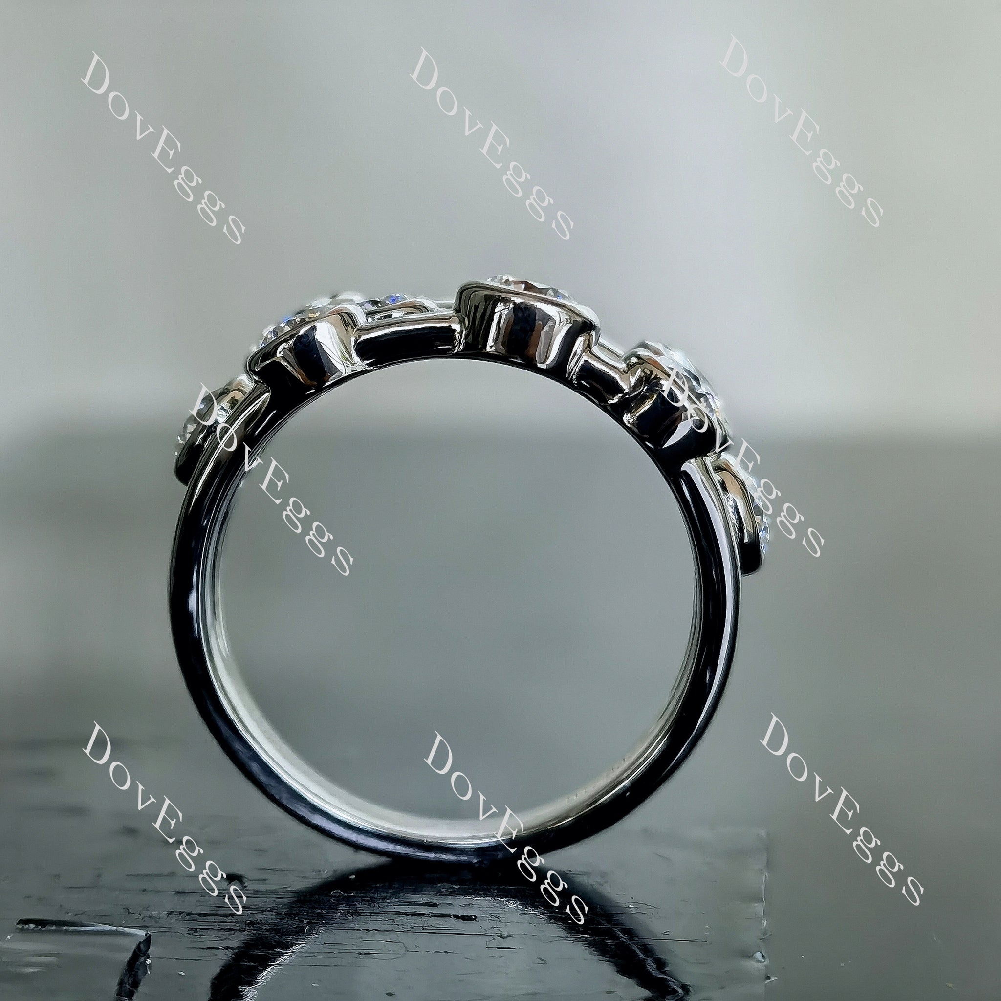 Doveggs round three row bezel moissanite wedding band-4.0mm band width