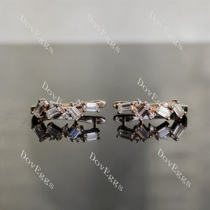 Doveggs baguette round pave moissanite/colored gem/lab grown diamond earrings