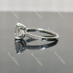 Doveggs emerald three stones pave moissanite engagement ring