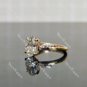 Doveggs oval side stones vintage moissanite engagement ring