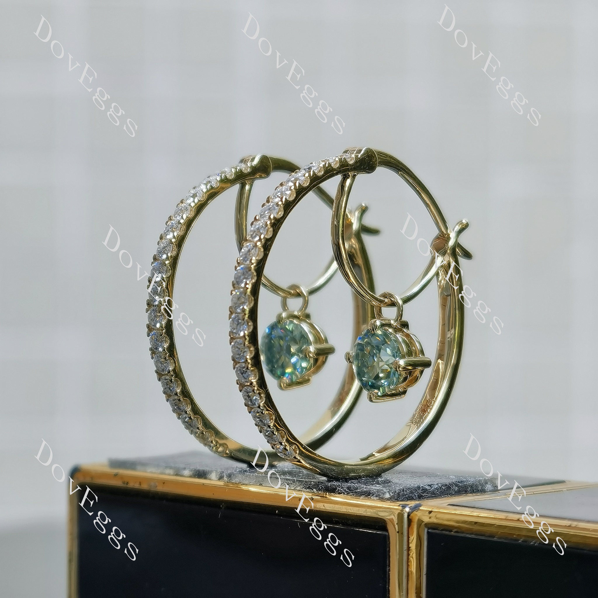 Alma Delia round  colored moissanite/lab grown diamond hoop earrings
