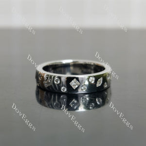 Doveggs round petite constellation moissanite/lab grown diamond wedding band-4.5mm band width