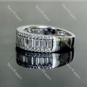 Doveggs half eternity channel set pave moissanite/lab grown diamond wedding band-3.0mm band width
