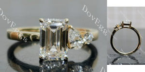 Doveggs emerald pave three stones moissanite engagement ring