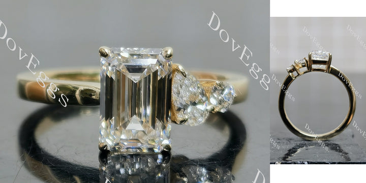  Emerald Pave Three Stones Lab Grown Diamond
