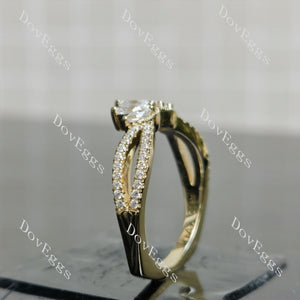 Doveggs marquise round split shanks moissanite/lab grown diamond wedding band-1.8mm band width