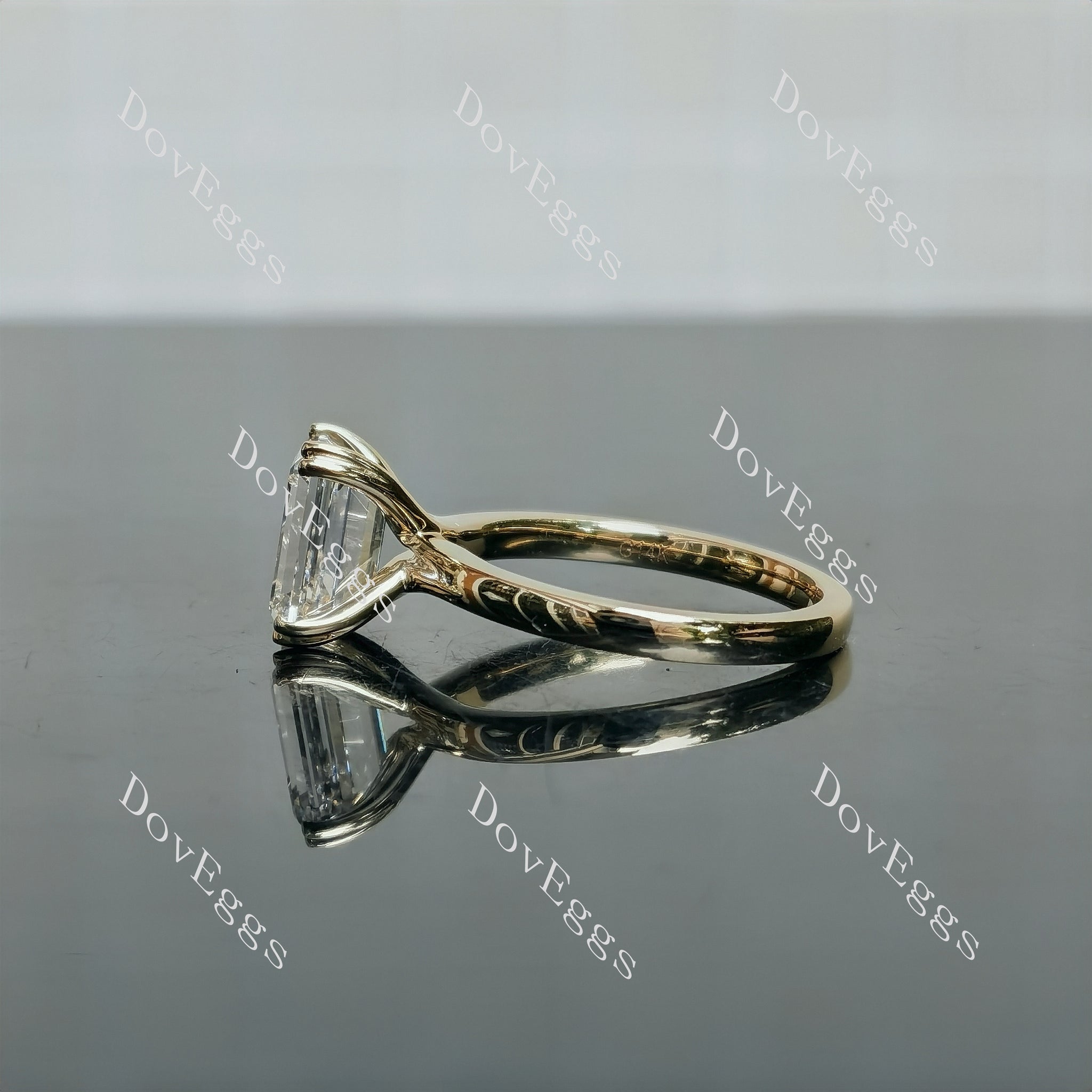 Doveggs Emerald Pave Solitaire Lab Grown Diamond Engagement Ring