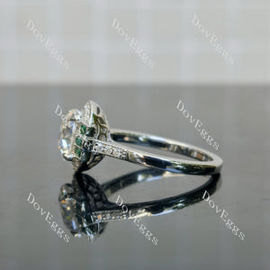 Doveggs round halo atr deco moissanite engagement ring