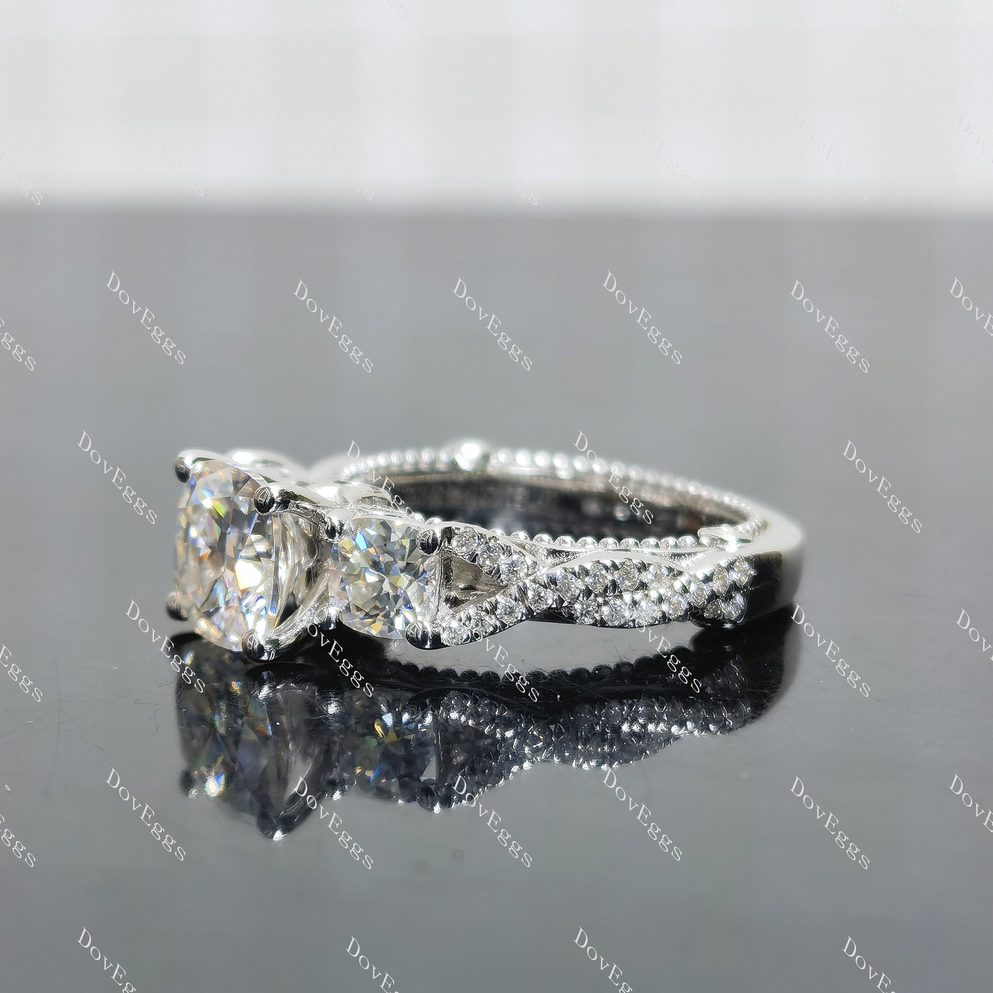 (size5.25) Doveggs 1.5ct cushion moissanite sterling silver engagement ring